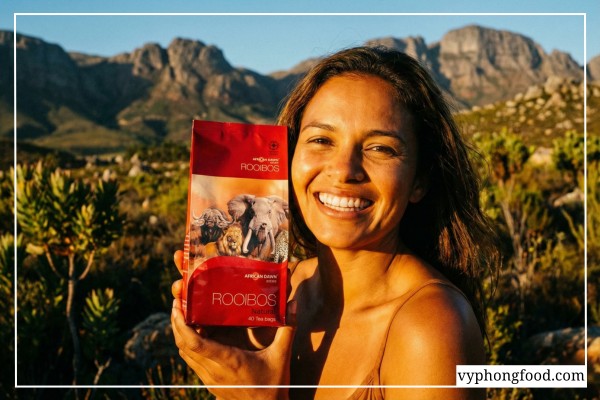 Hộp hồng trà rooibos Nam Phi African Dawn túi lọc nhập khẩu chính hãng bởi Veggie giúp an thần và an toàn cho bà bầu.