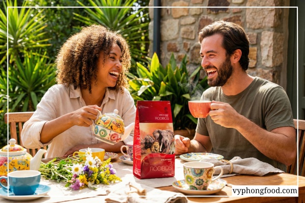 Hộp hồng trà rooibos Nam Phi African Dawn túi lọc nhập khẩu chính hãng bởi Veggie giúp an thần và an toàn cho bà bầu.