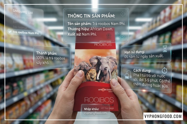 trà thảo mộc túi lọc cao cấp african dawn rooibos tea 40 túi nhập khẩu.