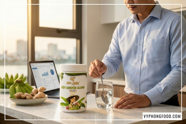 Bột chuối xanh QNA Farm nguyên chất đạt chuẩn OCOP 3 sao hỗ trợ ổn định đường huyết cho người tiểu đường. Veggie.vn đang bán.