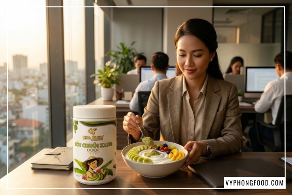 Bột chuối xanh QNA Farm nguyên chất đạt chuẩn OCOP 3 sao hỗ trợ ổn định đường huyết cho người tiểu đường. Veggie.vn đang bán.