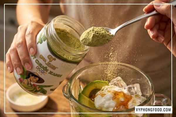 Hình ảnh bột chuối xanh hữu cơ QNA Farm nguyên chất sấy lạnh giàu tinh bột kháng hỗ trợ dạ dày và sức khỏe đường ruột