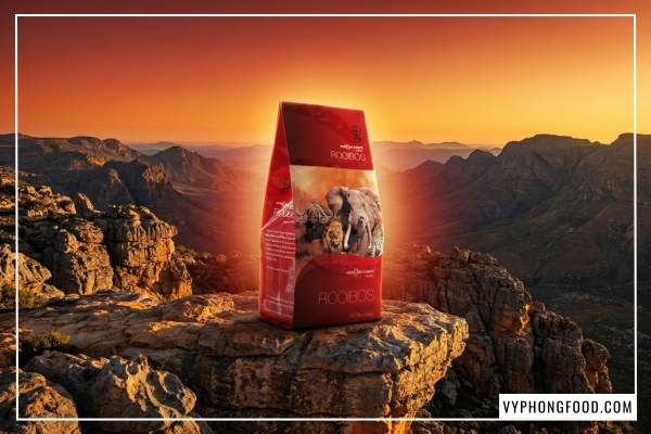 Đồ họa tổng hợp 10 lợi ích tuyệt vời trả lời cho câu hỏi trà rooibos có tác dụng gì đối với sức khỏe, nổi bật là sản phẩm trà thảo mộc Nam Phi thương hiệu African Dawn.