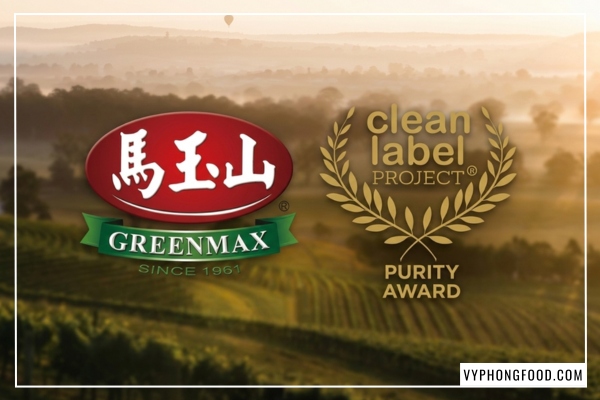 Hình ảnh gói bột ngũ cốc dinh dưỡng giảm cân Greenmax Đài Loan với tem chứng nhận Clean Label và các loại hạt ngũ cốc tự nhiên, nhập khẩu chính ngạch bởi veggie.vn.