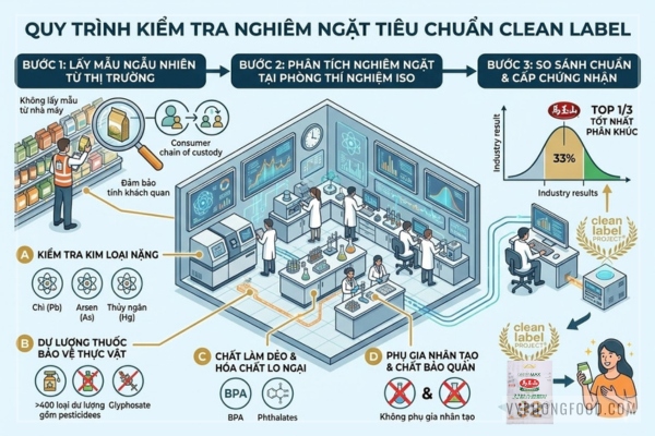 Hình ảnh gói bột ngũ cốc dinh dưỡng giảm cân Greenmax Đài Loan với tem chứng nhận Clean Label và các loại hạt ngũ cốc tự nhiên, nhập khẩu chính ngạch bởi veggie.vn.