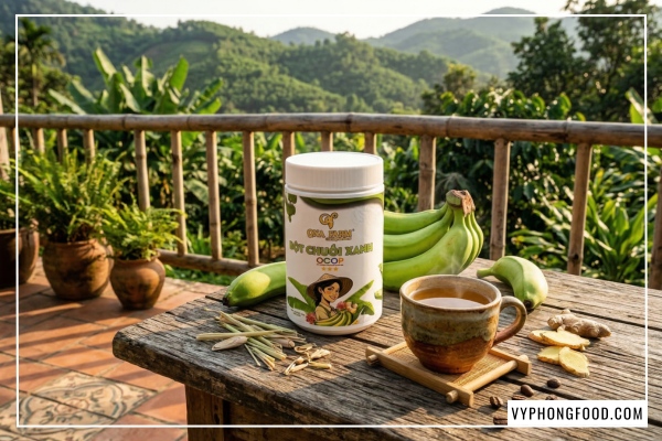 Bột Chuối Xanh Hữu Cơ QNA Farm - Sấy Lạnh Giữ Trọn Dưỡng Chất.