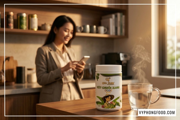 Bột Chuối Xanh Hữu Cơ QNA Farm - Sấy Lạnh Giữ Trọn Dưỡng Chất.