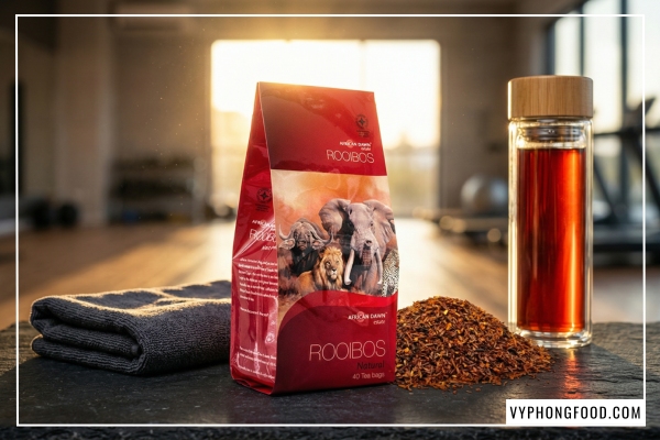 Hồng trà rooibos African Dawn giúp hỗ trợ tiêu hóa và giảm cân tự nhiên - Trà rooibos mua ở đâu chính hãng tại Veggie.