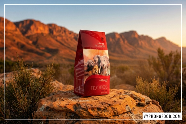 Hồng trà Rooibos Nam Phi thương hiệu African Dawn nhập khẩu chính ngạch bởi veggie - Địa chỉ trà rooibos mua ở đâu uy tín.