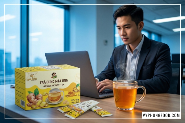 Công dụng của trà gừng với mật ong trong việc làm ấm cơ thể và bảo vệ dạ dày.