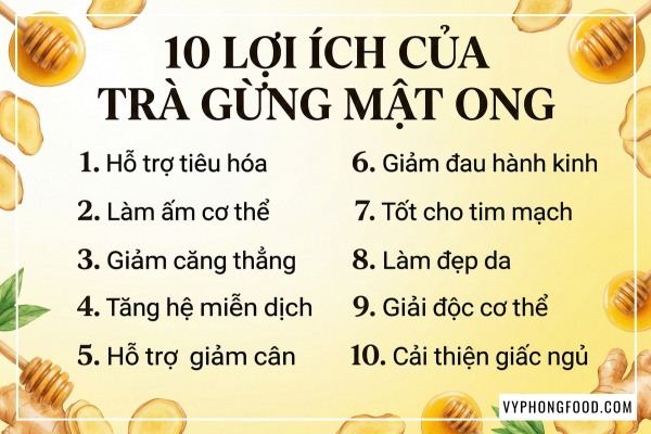 10 công dụng của trà gừng với mật ong cho sức khỏe dân văn phòng.