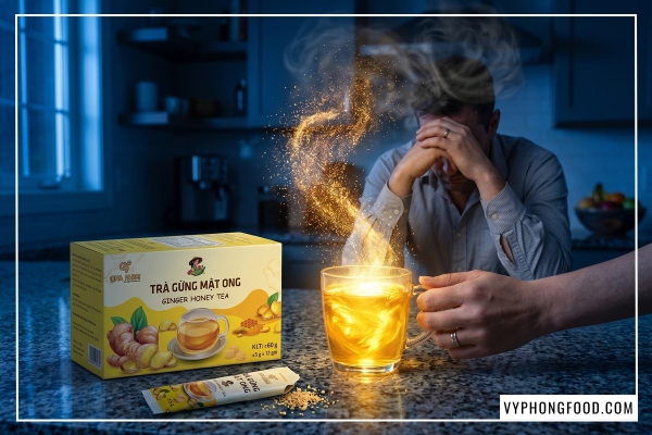 công dụng của trà gừng với mật ong giúp giải rượu giảm buồn nôn và hồi phục sức khỏe nhanh chóng cho nam giới văn phòng.