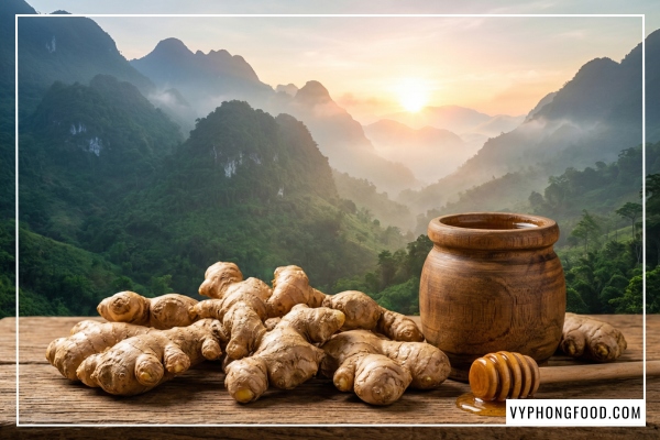 Hình ảnh minh họa công dụng của trà gừng với mật ong và cách pha trà gừng mật ong gói QNA Farm tại văn phòng chỉ trong 2 phút.