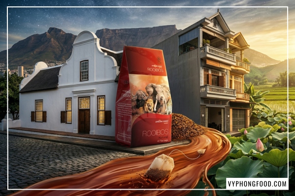 Trà rooibos có tác dụng gì? Ly hồng trà rooibos African Dawn túi lọc không caffeine giúp ngủ ngon và giảm căng thẳng stress tự nhiên cho người mất ngủ.
