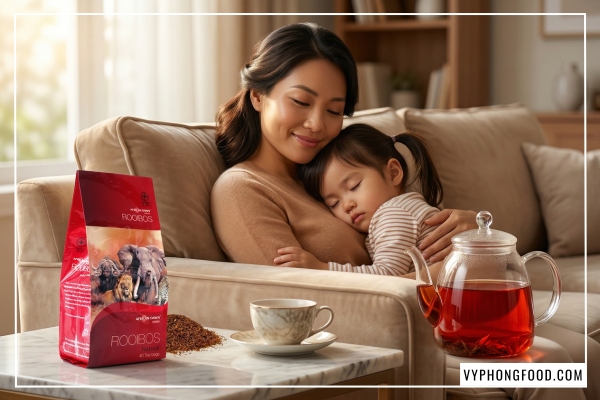 Hồng trà rooibos Nam Phi dạng túi lọc thương hiệu African Dawn, trà thảo mộc không caffeine, tốt cho cả mẹ bầu và trẻ nhỏ. Nhập khẩu và phân phối chính ngạch tại thị trường Việt Nam.