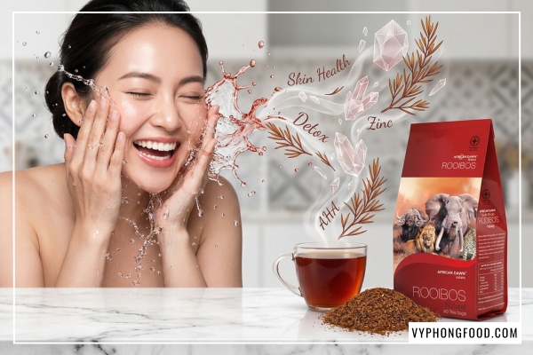 Hình ảnh minh họa trà rooibos có tác dụng gì giúp chống lão hóa và làm đẹp da tự nhiên cho phụ nữ hiện đại.