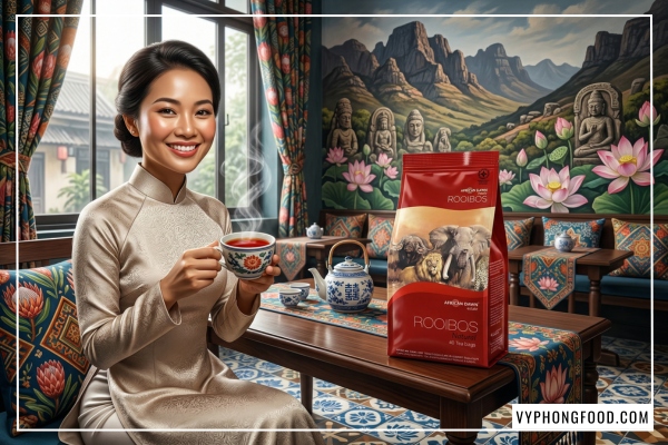 Hình ảnh minh họa trà rooibos có tác dụng gì giúp chống lão hóa và làm đẹp da tự nhiên cho phụ nữ hiện đại.