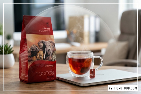 Trà rooibos có tác dụng gì cho tim mạch: Ly hồng trà Nam Phi chính hãng African Dawn giúp ổn định huyết áp và giảm cholesterol xấu