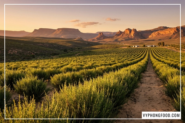 Cánh đồng cây rooibos tại Cederberg giúp giải đáp trà rooibos có tác dụng gì từ nguồn gốc tự nhiên.